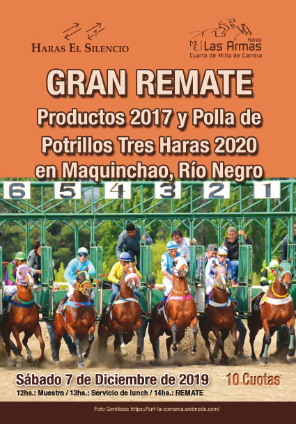 Gran Remate Productos 2017 y Polla de Potrillos Tres Haras 2020 en Maquinchao, Rio Negro